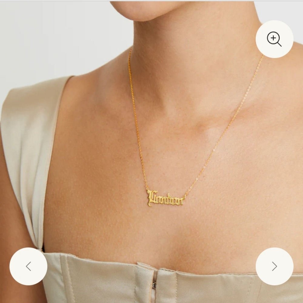 14K Solid Gold "Michelle" Nameplate Necklace